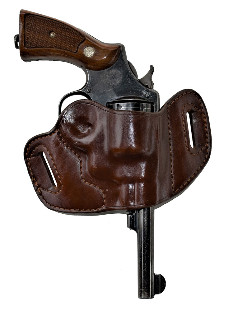 Smith and Wesson revolver in a Lobo Gun Leather belt slide holster