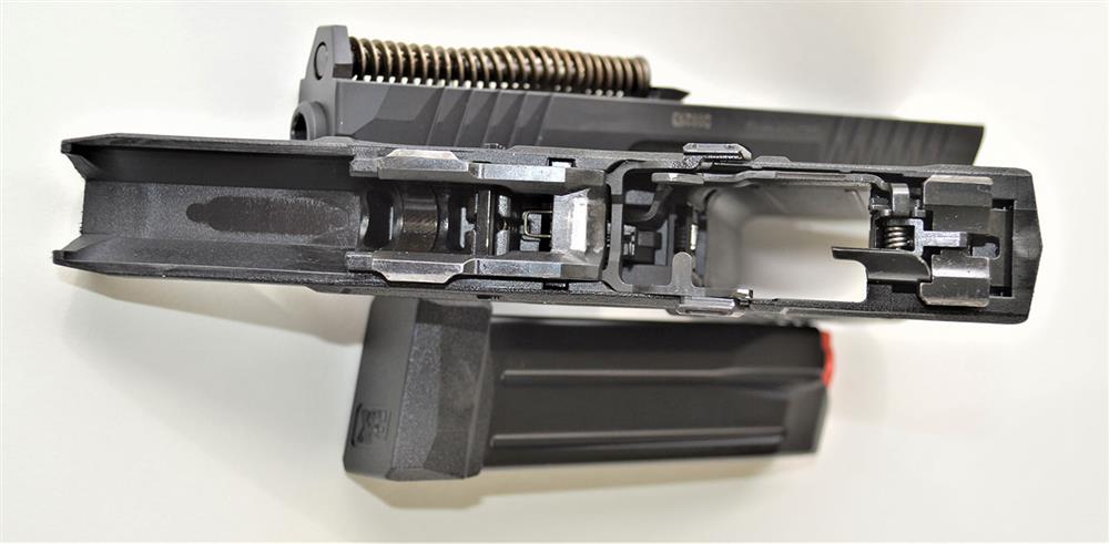 Top view of the lower receiver and internal part on the Arex Rex Delta