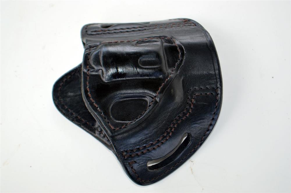 black leather holsters showing stitching