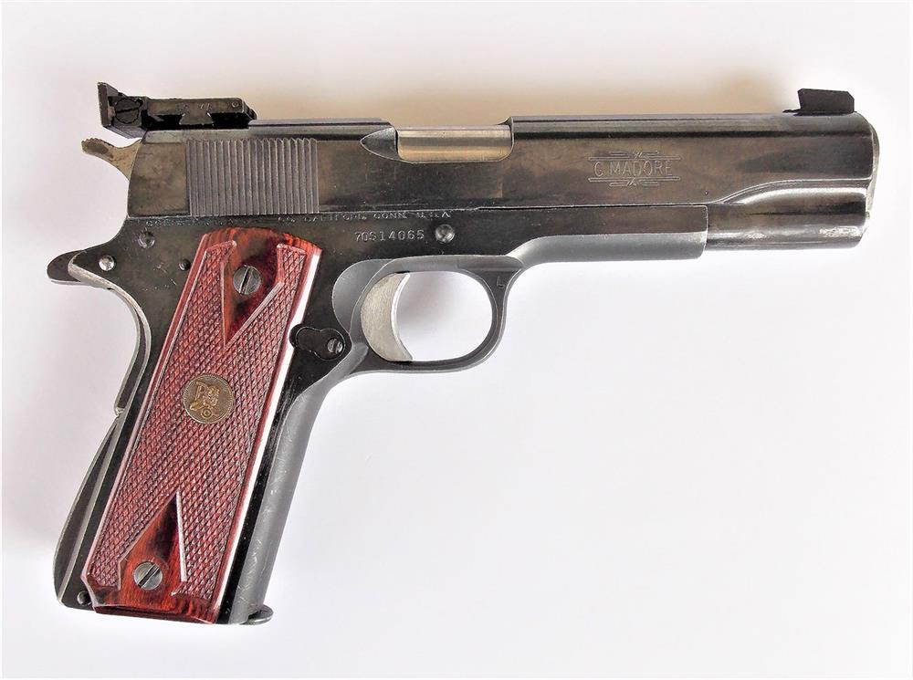 Colt 1911 Bullseye gun customized by Madore, right profile