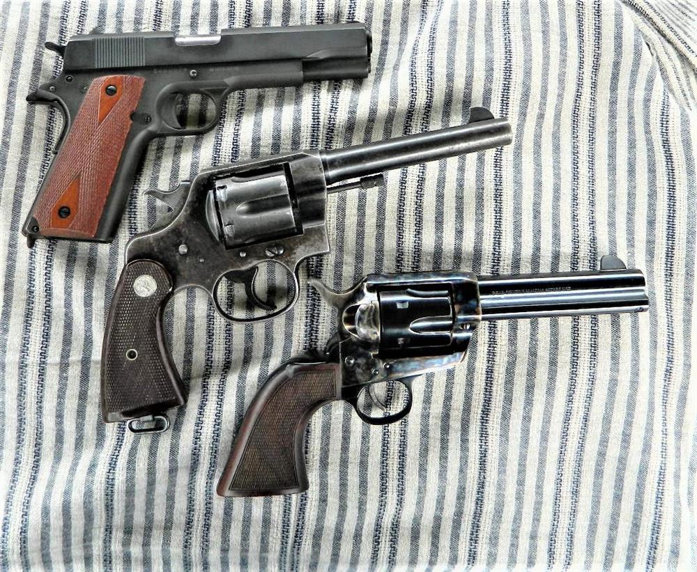 Colt 1911, Colt New Service revolver and Colt SAA revolver