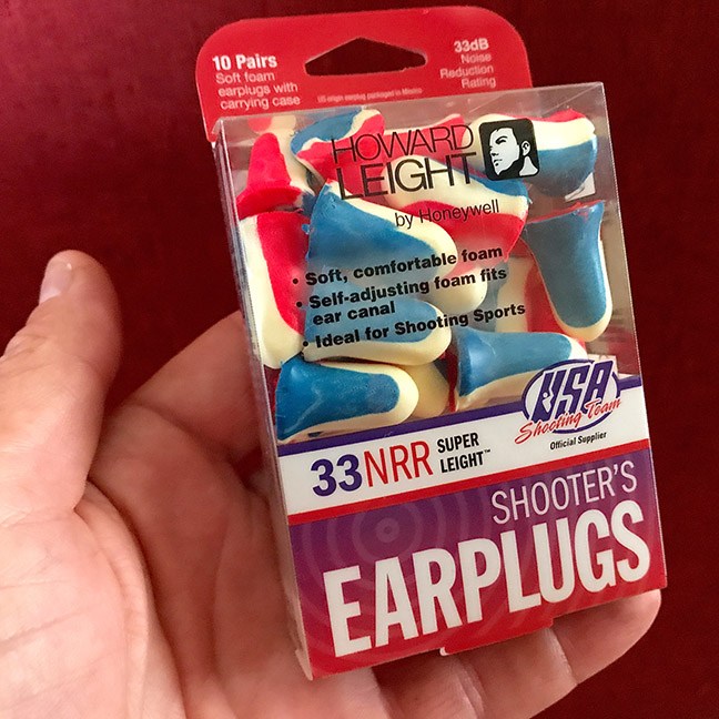 Package of foam earplugs used as hearing protection