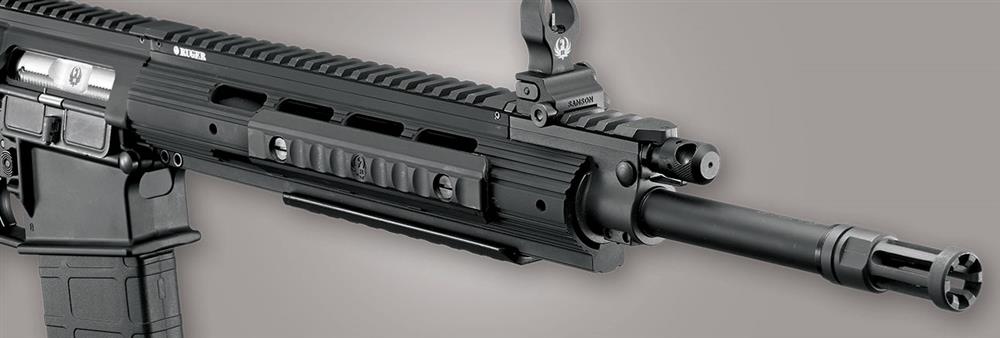 Quad Picatinny rail on a rifle