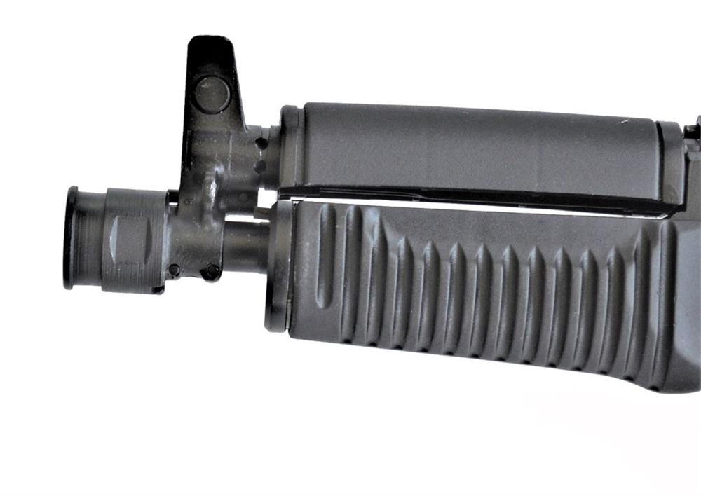 black foregrip on the SAM7K-44 pistol