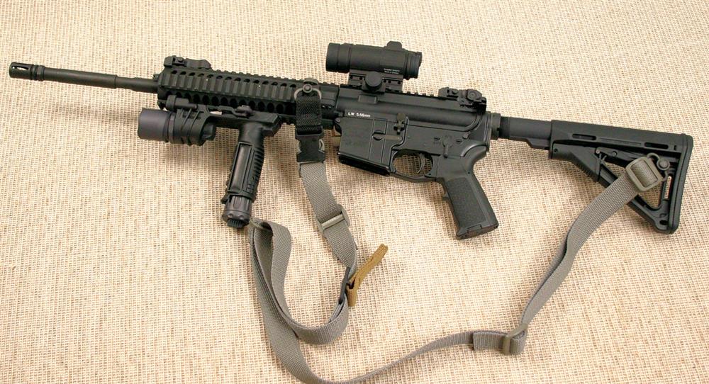 2-point sling mounted on an AR-15