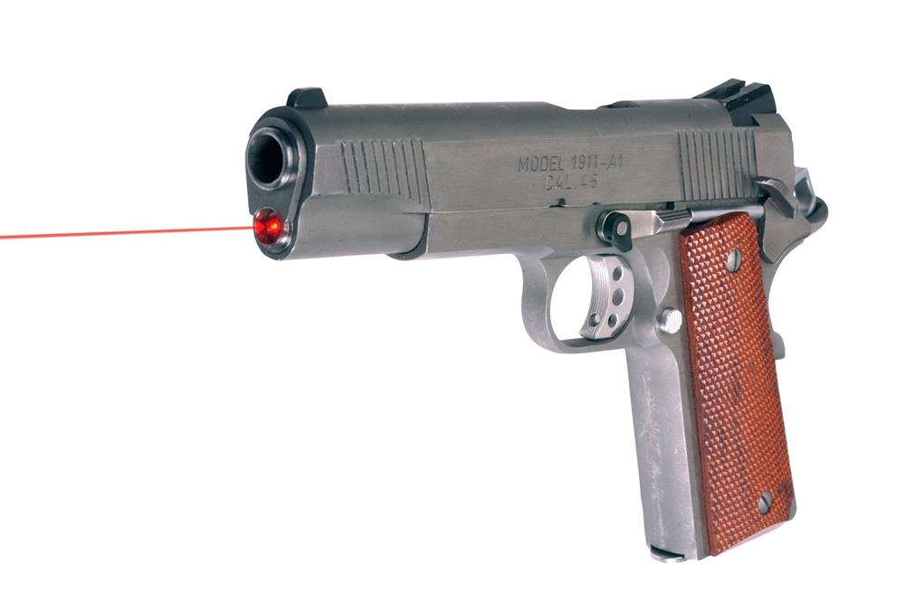 1911 handgun with LaserMax red laser