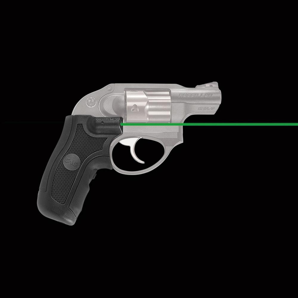Revolver wearing green Crimson Trace laser grips