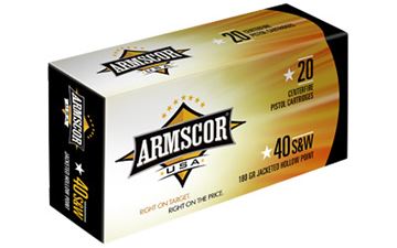 ARMSCOR 40S&W 180GR JHP 20/500