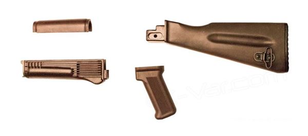 Russian Plum Buttstock and Handguard Set with US Plum Pistol Grip (4 Piece Set)