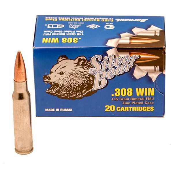 Ammo, Silver Bear, A308FMJN, .308 WIN