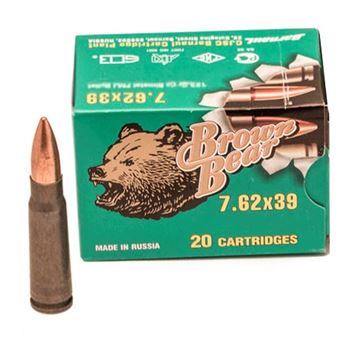Ammo, Brown Bear, AB7622FMJ, 7.62x39, 123 gr., FMJ, 20rd per box