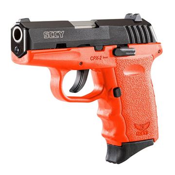 SCCY CPX-2 9 mm Semi Auto Pistol, Safety, Black Nitride, Orange Grip