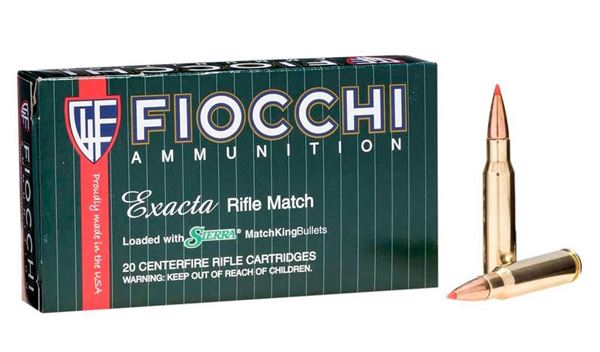 Fiocchi .308 Winchester 168 Grain Exacta Match Sierra MatchKing Ammo (Box of 20)