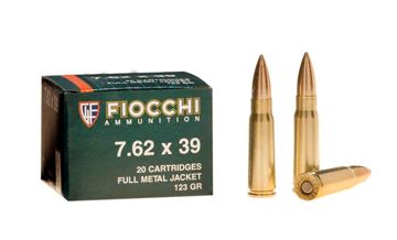 Fiocchi 7.62 x 39 mm 124 Grain Full Metal Jacket Brass (Box of 20 Round)