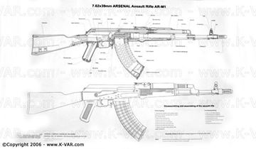 Bulgarian B&W Poster with details for 7.62 caliber AR-M1