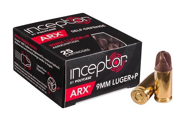 Polycase Inceptor ARX 9mm Pistol Ammo, 25 Rounds Box