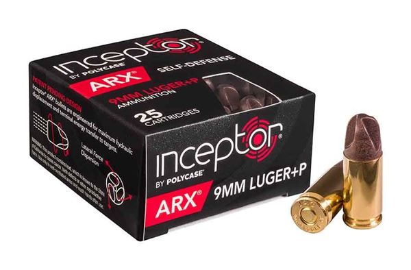 Polycase Inceptor ARX 9mm Ammo, 250 Rounds (25 Cartridges X 10 Case)