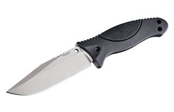 Hogue EX-F02 4.5 inch Fixed Clip Point Blade Tumbled Finish Auto Retention Sheath Black - Rubber OverMolded Frame Black