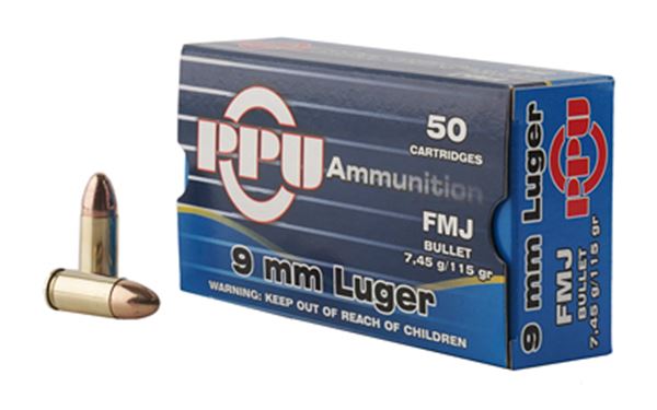 PPU 9MM FMJ 115GR 50/1000