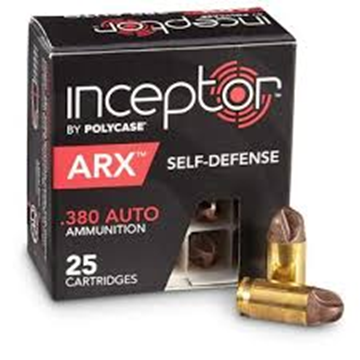 Polycase Inceptor 380 Auto Ammo, 25 Rounds Box