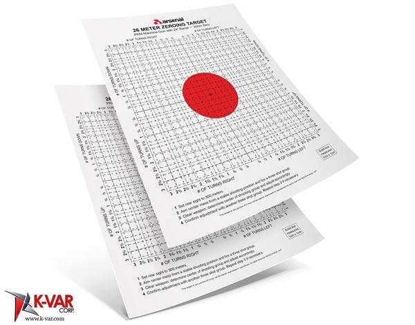 Precision Type Targets for the Elevation Wrench - Front Sight Post Adjustment Tool. A pack of 10 targets for PKM 26-METER ZEROING TARGET