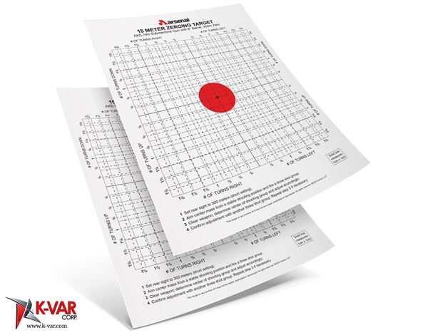 Precision Type Targets for the Elevation Wrench - Front Sight Post Adjustment Tool. A pack of 10 targets for AKS-74U Rifles 15-METER ZEROING TARGET