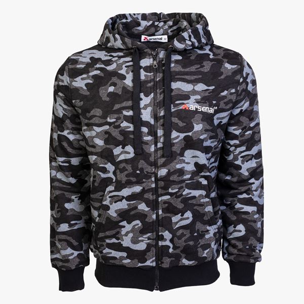 Picture of Arsenal Black Camo Cotton-Poly Relaxed Fit  Zip-Up Hoodie