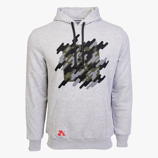 Arsenal Gray Cotton-Poly Relaxed Fit Graphic Pullover Hoodie at K-Var