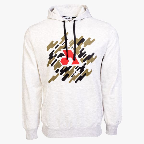 Picture of Arsenal Beige Cotton-Poly Relaxed Fit Graphic Pullover Hoodie