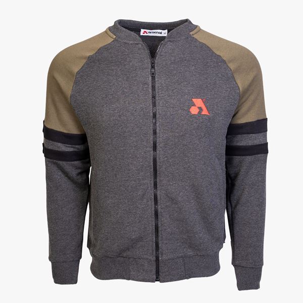 Picture of Arsenal Gray / Khaki Cotton-Poly Standard Fit Classic Crew Zip-Up Jacket