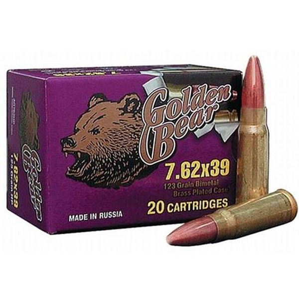 Golden Bear 7.62x39 Ammunition 123 Grain FMJ 500 Rounds