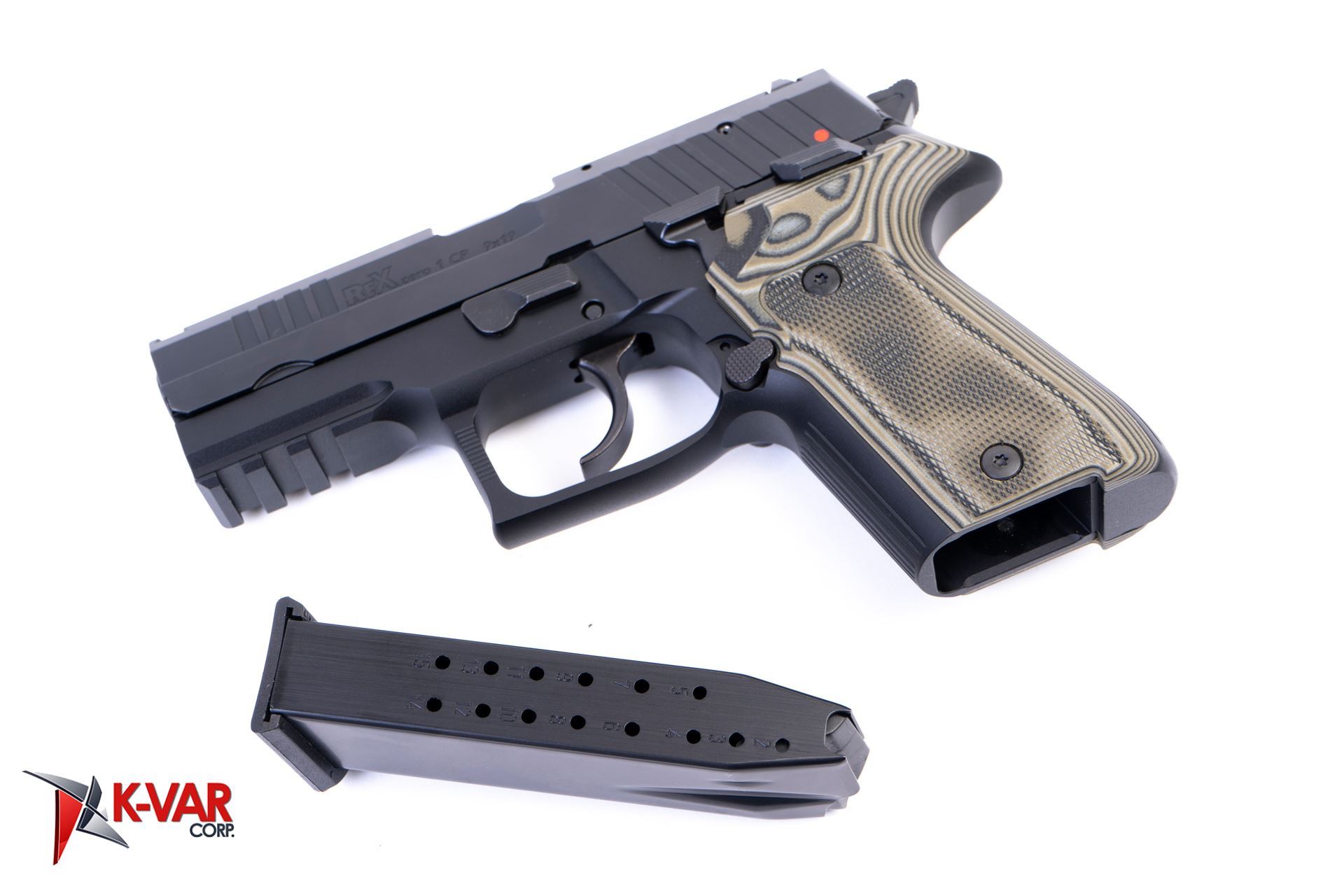 Arex Rex Zero 1CP01G1 9mm Green with Hogue Checkered Green Grips Semi