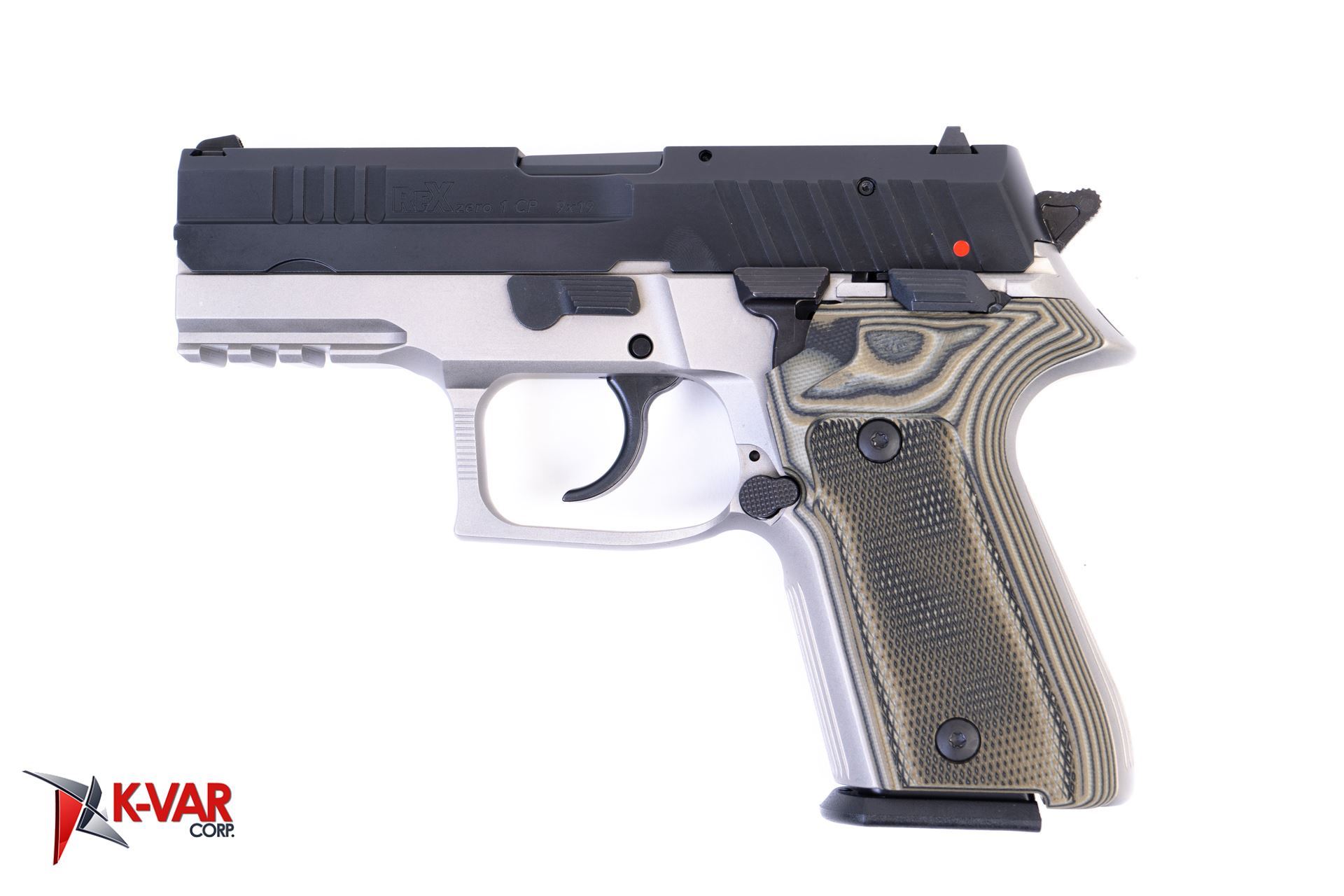 Arex Rex Zero 1CP13G1 Grey with Hogue Checkered Green Grips 9mm Semi