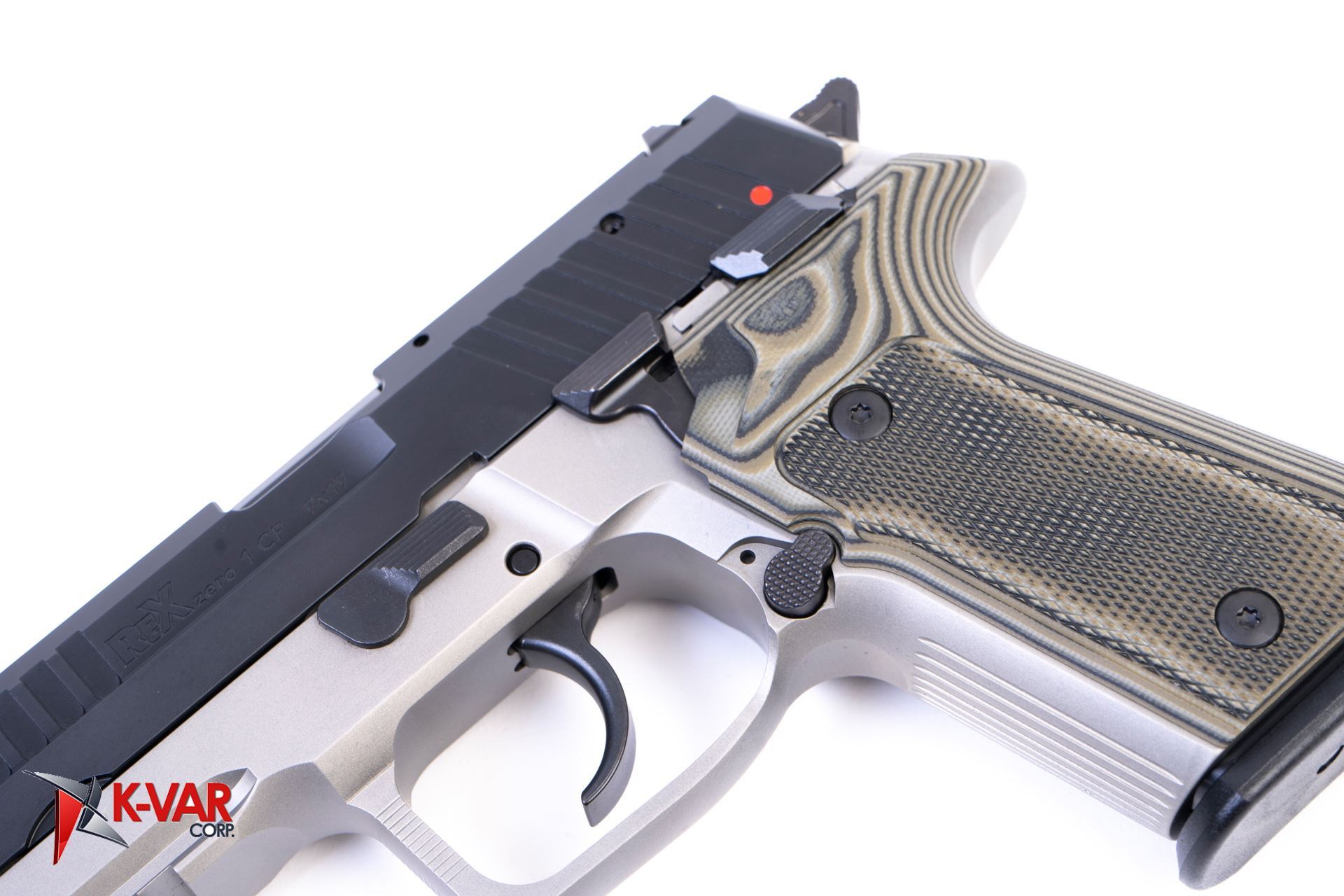 Arex Rex Zero 1CP13G1 Grey with Hogue Checkered Green Grips 9mm Semi