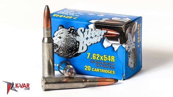 Picture of Bear Ammo 7.62x54R 203 Grain Bimetal Zinc Plated Soft Point 500 Round Case