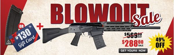 Picture of JTS M12AK-T1 w/ MLOK Rail for $288 with Purchase of $130 Gift Card or Izhmash Magazine