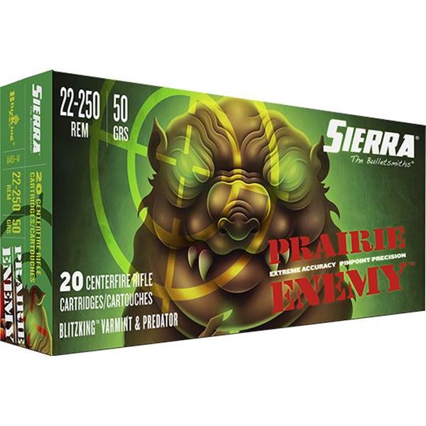 Sierra Bullets  Prairie Enemy, 22-250 Remington, 50 GR, 20rd pack