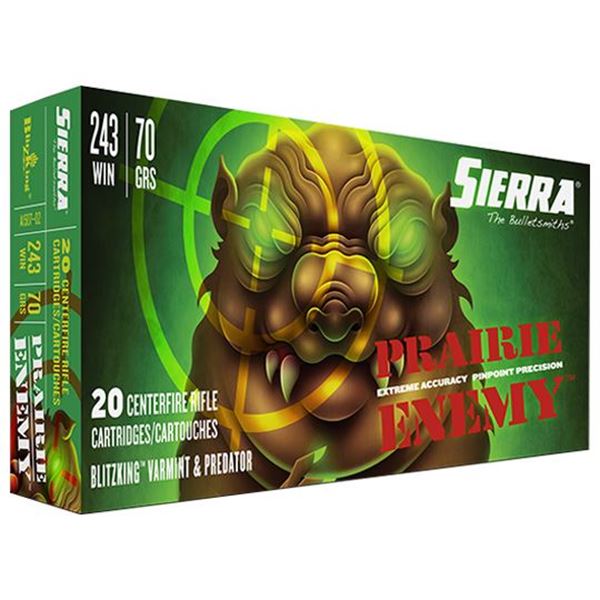 Sierra Bullets  Prairie Enemy, 243 Winchester 70 GR BlitzKing, 20rd pack