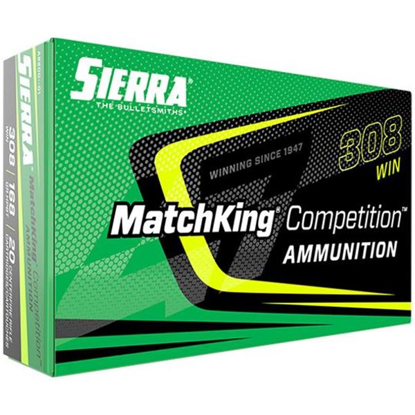 Sierra Bullets  MatchKing, 308 Winchester 168 GR HPBT, 200rd, case, (pack 10)