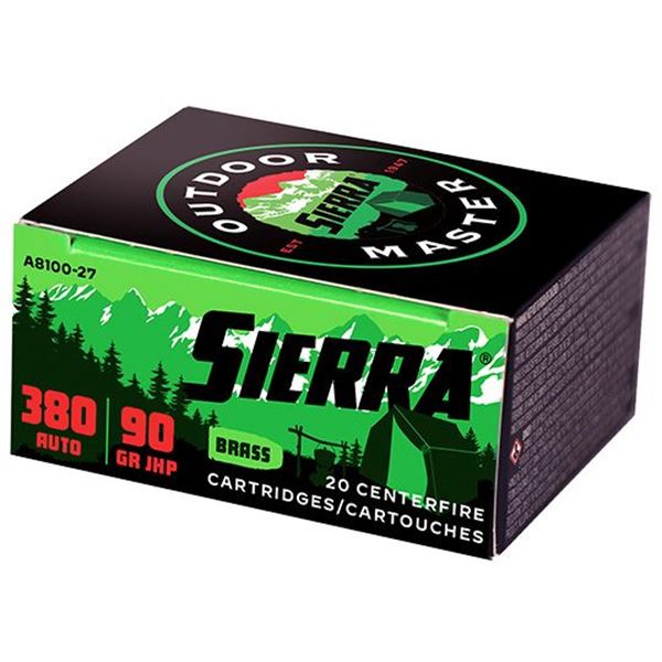 Picture of Sierra Bullets  Outdoor Master, 380 Auto, 90 GR JHP Sportsmaster, 20rd pack