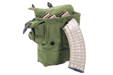 Picture of Arsenal Green Canvas Magazine Pouch with 4 Arsenal M-47WD FDE Polymer 30rd Magazines.