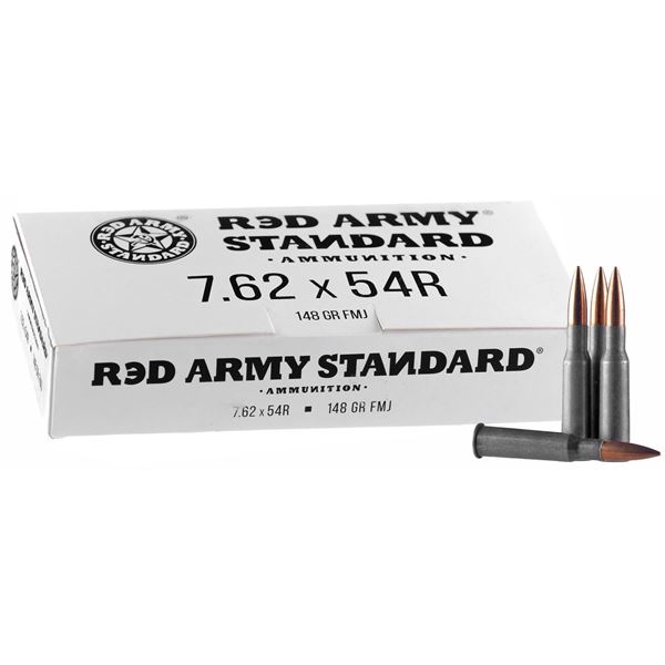 Picture of Russian Ammo, Red Army, 7.62x54R 148GR Lead Core, FMJ Steel Case 20rds