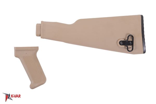 Arsenal Intermediate Length AK47 Desert Sand Buttstock and Pistol Grip Set for Milled Receivers