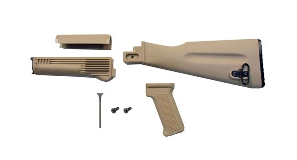 Picture of Arsenal 4 Piece NATO Length Desert Sand Stock Set for Stamped Receivers With Hardware