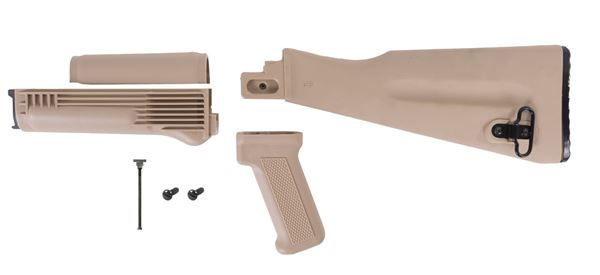 Picture of Arsenal 4-Piece Desert Sand Mil Spec Warsaw Length Buttstock Set for Stamped Receivers with Hardware