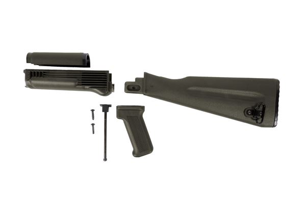 Picture of Arsenal 4 Piece OD Green Warsaw Length Mil Spec Buttstock Set for Stamped Receivers With Hardware