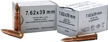 Picture of BARNAUL 7.62X39 123GR FMJ BIMETAL CASE & BULLET 20RD Box, Russian